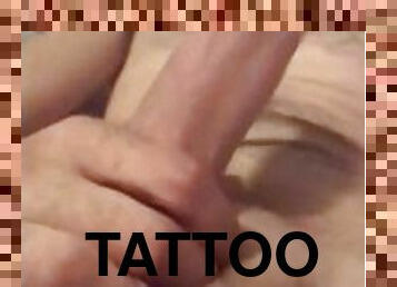 gay, percé, solo, tatouage, bite