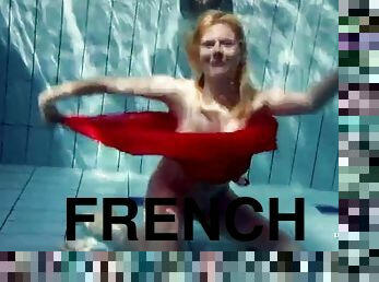 zlatíčka, teenagerské, francúzske, pláž, blondýna, bazén, bikini