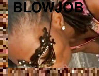 Sexy blowjob by slim ebony model