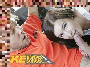 Fake Driving School - Inked Babe Little Eliss Sucks Michael Fly's Cock & Rides It To Pass Her Exam