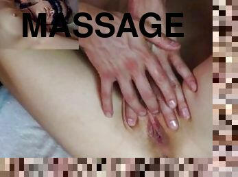 Pussy worship body massage close-up squirt creampie