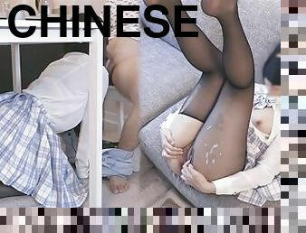 asiático, traseiros, orgasmo, meia-calça, amador, chupanços, tiro-ao-alvo, adolescente, colégio, chinesa