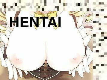 tetas-grandes, masturbación, amateur, pajeándose, anime, hentai