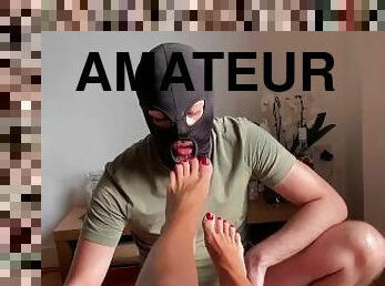 amateur, énorme-bite, esclave, pieds, ejaculation, belle, bite