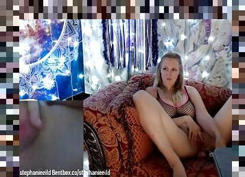 CAM SHOW! Solo Blonde In Fishnets! Magic Wand! Dual Camera For POV!