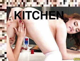 Naked Roommates Cook Yummy Cupcakes In The Kitchen - Mary Moody And Melissa Moore