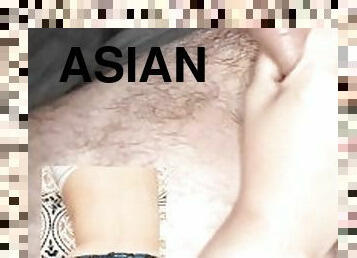 asiatique, femme, amateur, babes, fellation, ejaculation-sur-le-corps, énorme-bite, milf, branlette, trio