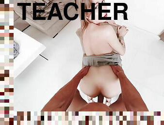 Babe Mimi Cica rides POV teacher's cock