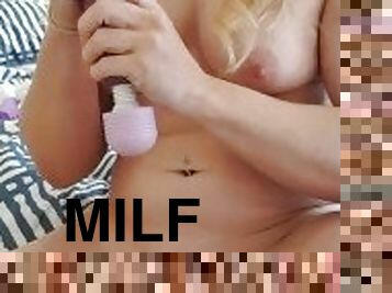 amatör, brudar, milf, mamma, blond, brittisk, sovrum, ritt, dildo, mor