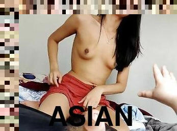 asiatisk, onani, brystvorter, anal, lesbisk, handjob, par, fingret, kåt, piercet