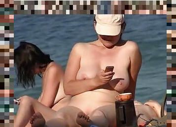 nudisti, ragazze-giovani, videocamera, spiaggia, scene-rubate, voyeur