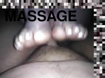 Pretty white toes massage daddy’s dick