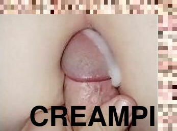 røv, kone, amatør, udløsning, hjemmelavet, creampie, par, røv-butt