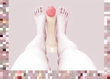 masturbation, jouet, pieds, anime, hentai, gode, 3d, fétiche, solo, branlette-avec-les-pieds