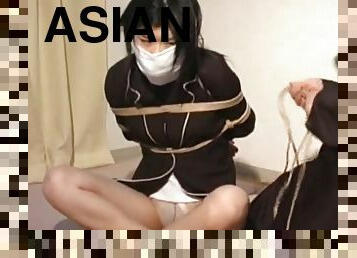 asiatisk, strømpebukse, japansk, bdsm, strømper-stockings, fetisj, bondage, brunette