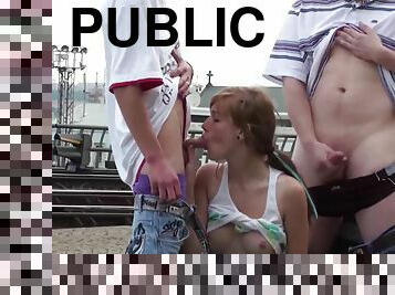 Alexis Crystal - A Hot Teen Girl Public Sex Gang Bang Threesome At A Train Station