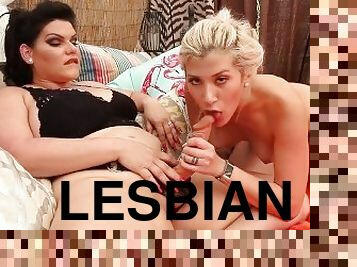 Lesbians Angelina Castro and Cristi Ann Cum With A Dildo!