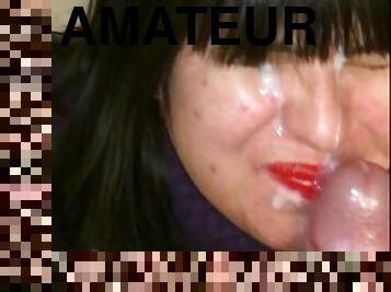 énorme, amateur, ejaculation-sur-le-corps, sur-le-visage, ejaculation, assez, brunette