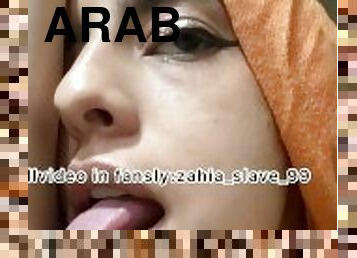Arab cleaning the bathroom naked and licking her armpits
