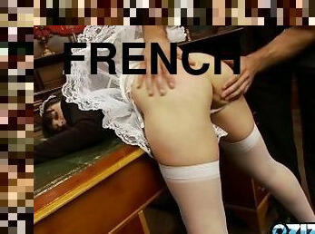 Perfect ass french maid gets spanked and fucked by her boss