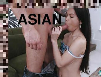asiatisk, brunett, små-bröst