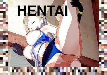cul, gros-nichons, anime, hentai, 3d, seins, bout-a-bout, jardin