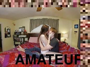 amateur, ados, maison, couple, baisers, première-fois, 3d, réalité