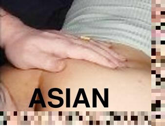 asiatisk, storatuttar, pappa, student, anal, blandade-raser, tonåring, hardcore, creampie, kinesisk
