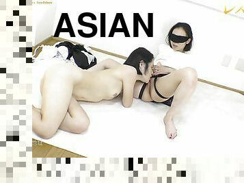 asiatisk, lesbisk, leke, japansk, brunette