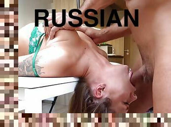 Face Fuck Tour - Horny Russian Princess Gives Reverse Deep Throat Blowjob