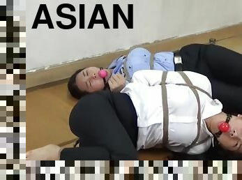 Asian Cop And Robber Tied