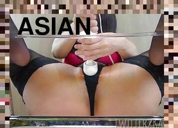 asiatisk, onani, amatør, babes, leke, japansk, bbw, knulling, dildo