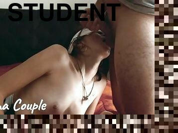 Student slut sucks my cock in exchange for good grades  CUMSHOT  Second part