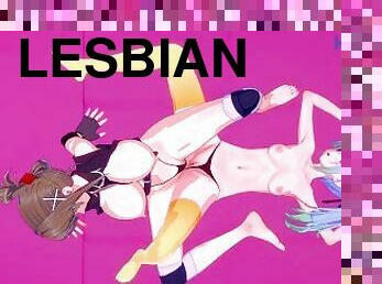 orgasme, lesbienne, ados, doigtage, anime, hentai, 3d