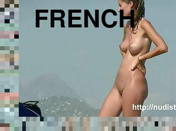 Nice nude sunbathing on the beach in france