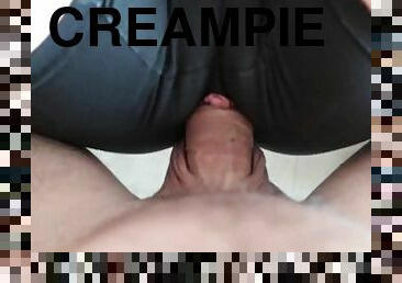 doggy, pussy, amatør, hjemmelaget, creampie, par, truser, cum, blond, søster