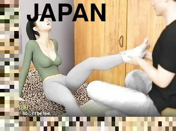 asiático, aluna, amador, adolescente, japonesa, massagem, colégio, 3d