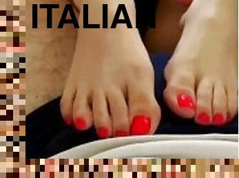 onani, amatør, handjob, par, føtter, kjæreste-girlfriend, italiensk, fetisj, footjob