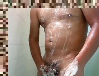 baignade, papa, giclée, amateur, ejaculation-sur-le-corps, gay, point-de-vue, ejaculation, douche, solo