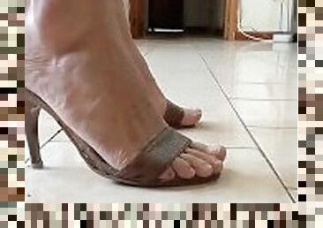 Wearing Male G-String and Female Sandals 4 (FLOOR VIEW)