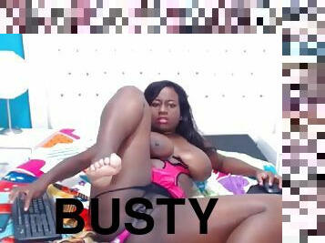 Busty ebony dildos her ass