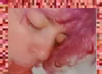 Pink hair blow job