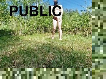 masturbation, nudiste, en-plein-air, public, amateur, ejaculation-sur-le-corps, ados, solo, forêt, exhibitionniste