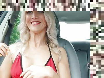 public, amateur, milf, maman, voiture, blonde, britannique, mère, petite, solo