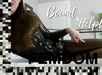 amateur, bdsm, point-de-vue, ligotée, latex, solo, bâillonnement, bondage, maîtresse, femme-dominatrice