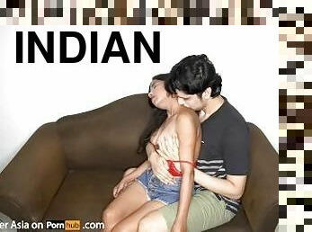 Indian lovers having romantic sex on sofa - hindi sex video