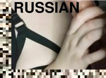 Russian slut sucks cock