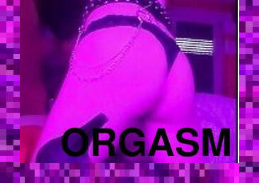 Sexy Trap in lingerie teases you and ruins her orgasm with a magic wand and buttplug