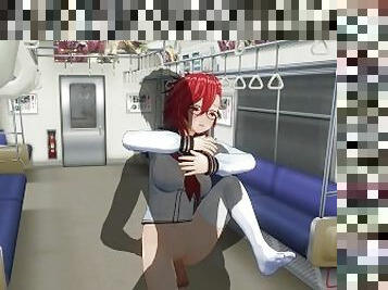 3D HENTAI Schoolgirl can't stop fucking big cock on the train