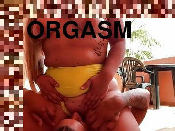 orgasmo, cona-pussy, amador, interracial, lésbicas, casal, bbw, cavalgando, biquini, depilada